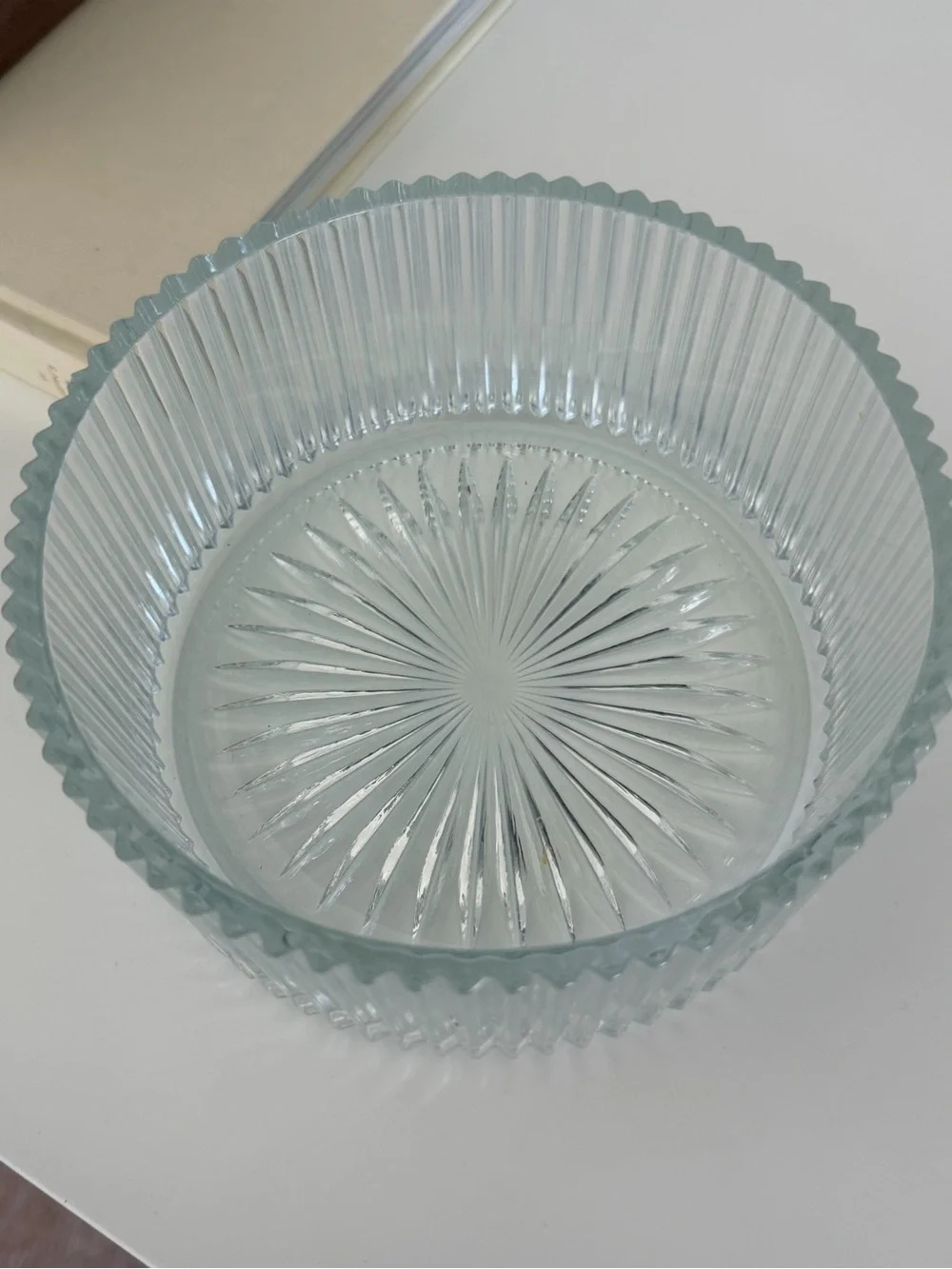 Ribbed Clear Glass Decorative Bowl